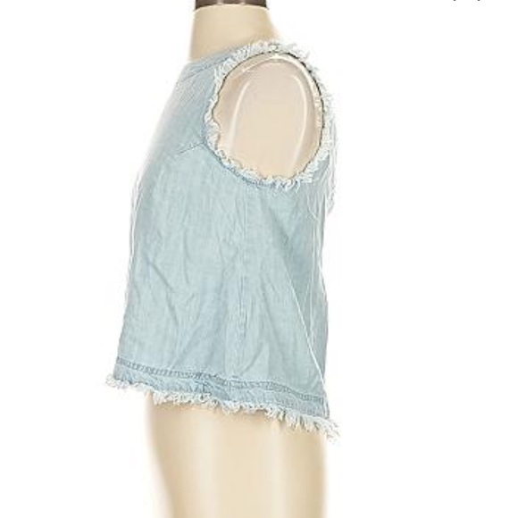 T Tahari denim raw edge denim tank top medium - Picture 9 of 10